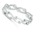 thumbnail image 4 of Clear Cubic Zirconia Chain Link Tread Ring .925 Sterling Silver Band White Jewelry Female Size 7, 4 of 4