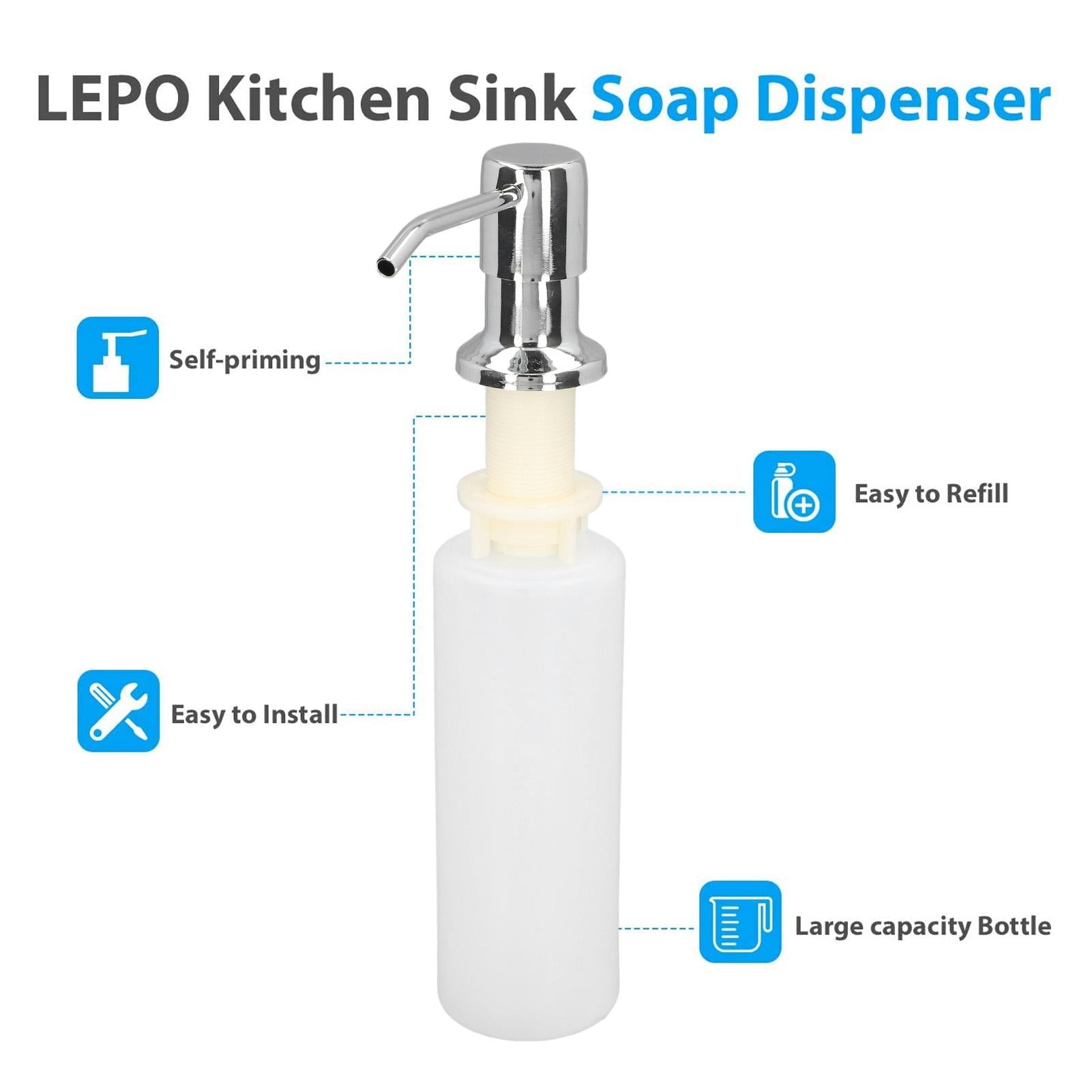 BIMZUC 300 ml 304 Stainless‑Steel Sink Soap & Lotion Pump Dispenser – Chrome Finish, 360° Rotating Head, Easy‑Fill, Large Capacity