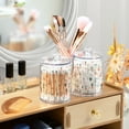 thumbnail image 3 of Yayeee 2 Pack Qtip Holder Bathroom Cotton Swab Canister with Lid Clear Dispenser Set, Green Garden Pattern, 3 of 6