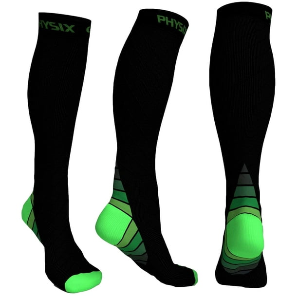 Physix gear compression Socks for Men & Women 20-30 mmhg graduated Athletic  for Running Nurses Shin Splints Flight Travel & Maternity Pregnancy - Boost  Stamina circulation & Recovery gRN SM 