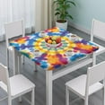 thumbnail image 3 of Colorful Rainbow Tie Dye Spiral Pattern Square Fitted Tablecloth with Elastic Edge,Square Table Cover,Washable Elastic Table Cover for Home Kitchen Party Decor 36"x36", 3 of 6