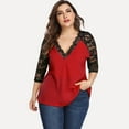 thumbnail image 1 of Pntutb Camiseta de gasa de manga larga mediana con encaje para mujer con cuello en V y camiseta suelta grande Pntutb Pntutb-4429, 1 of 9