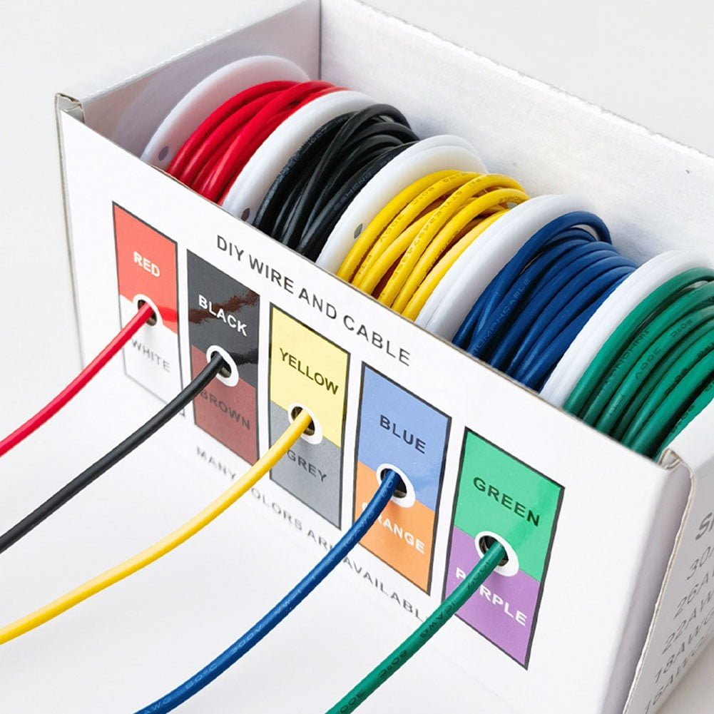 5 Roll Stranded Wire Spool-Flexible Pvc Tinned Copper Electronic Wire - 5 Colors 18Awg 5X5M