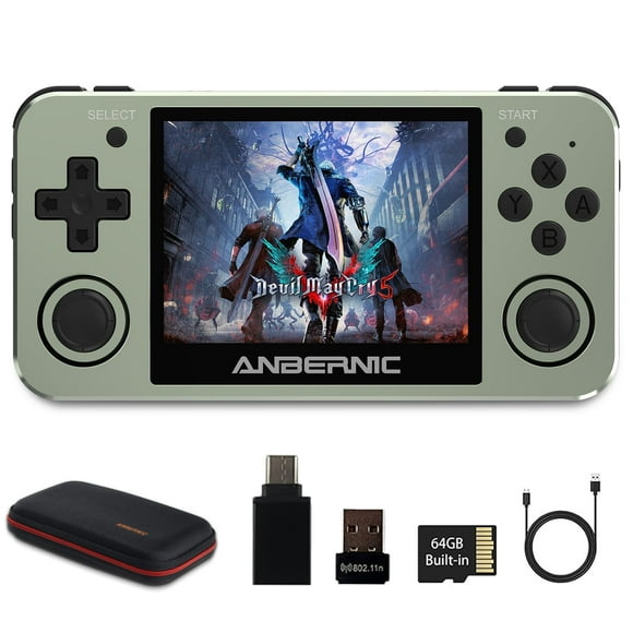 HAIHUANG RG351MP Handheld Game Console 3.5 Inch OCA Fully Fitted Screen Open source Linux system wit 2400 Classic Games, Support Wifi Battle and TF card Expansion Built-