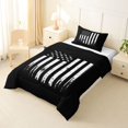 thumbnail image 2 of Manfei Vintage American Flag Twin Comforter Sets,White Black Bedding Set,Black Reversible,2-Piece,1 Comforter and 1 Pillowcase, 2 of 7