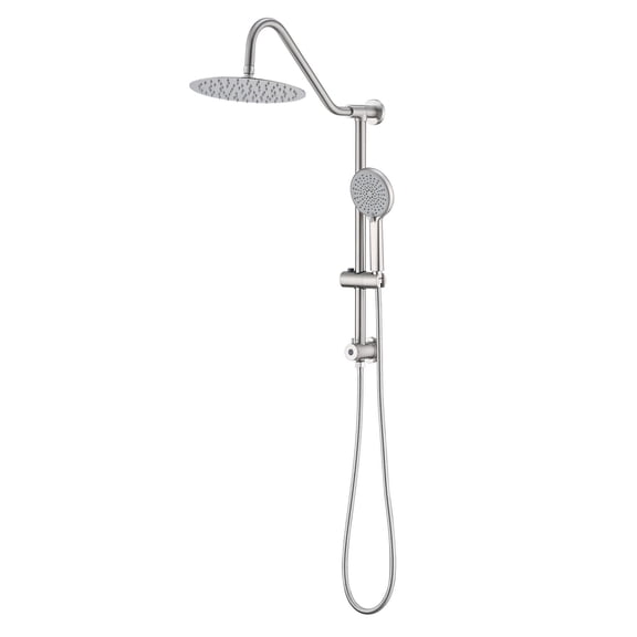 Dual Shower System with 10" Rain Shower Head and Handheld Sprayer, Brushed Nickel Metal Wall Mounted Set with 3 Spray Patterns and 59" Hose for Bathroom Shower Installation