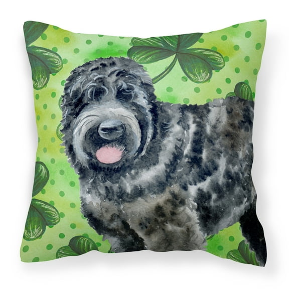 Carolines Treasures BB9851PW1414 Black Russian Terrier St Patricks Fabric Decorative Pillow  14Hx14W multicolor
