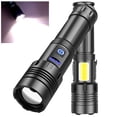 thumbnail image 3 of CNKOO 1/2Pcs LED Flashlight 90000LM Super Bright COB Torch IPX4 Waterproof XHP70 Tactical Flashlight Spotlight Floodlight Rechargeable Handheld Flashlight Zoomable 7 Modes for Emergency, 3 of 5