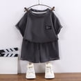 thumbnail image 2 of Leey-World Boys Clothing Sets Boys 2 Piece Athletic Outfits Short Sleeve Sport T-shirt and Shorts Summer Casual Clothes for 6-12 Years 2t Boys Outfit Sets Summer(Grey,18-24 Months), 2 of 6
