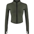 thumbnail image 2 of Jenkoon Chaquetas elásticas y ligeras con cremallera completa para correr, cuello alto, yoga, entrenamiento, 2 of 4