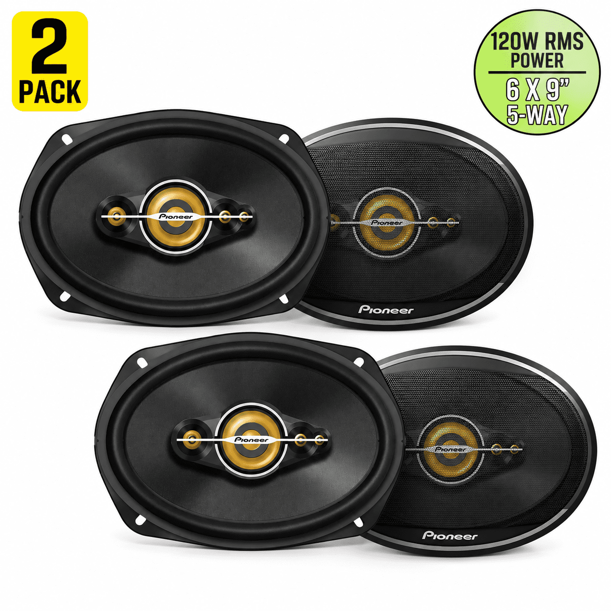 Pioneer TS-A6991F 6x9 Inch 5-Way Coaxial Car Speakers, 350W Max 120W RMS, 4 Speaker Set