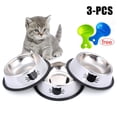 thumbnail image 1 of Byepica Tazón para Mascotas de 3 Uds., Tazón para Perros con Base Antideslizante de Acero Inoxidable y 2 Cucharadas de Comida, 1 of 10