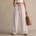 thumbnail image 5 of Women's Pants Plus Size Petite Summer Loose Casual High Waisted Elastic Waistband Pocket Straight Leg Cropped Pants, 5 of 8