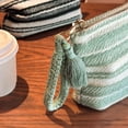 thumbnail image 2 of Bolsas De Maquillaje Bolsas de maquillaje de tejido a rayas con caja de maquillaje con cremallera para regalos navideños (verde) Ehuebsd Cuidado Belleza, 2 of 6