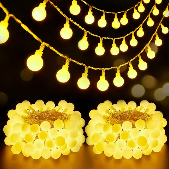 KOYPTL 2 Pack Globe String Lights 20ft 40 LED Battery Operated Waterproof Christmas Fairy Warm Lights for Holiday Wedding Indoor Outdoor Christmas Tree Home Decor Christmas Decorations