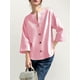 thumbnail image 4 of QUTETN Women'S V-Neck Linen Shirt Top 3/4 Roll-Up Sleeve Summer Casual Loose Solid Blouses Tunic Tops With Button, 4 of 4