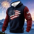 thumbnail image 2 of IWRICH Men's USA 250th Anniversary Waffle Hoodie Patriotic USA Flag Shirt 4th of July Hooded Sweatshirt Long Sleeve Color Block Tops with Pocket 04-Navy L, 2 of 3