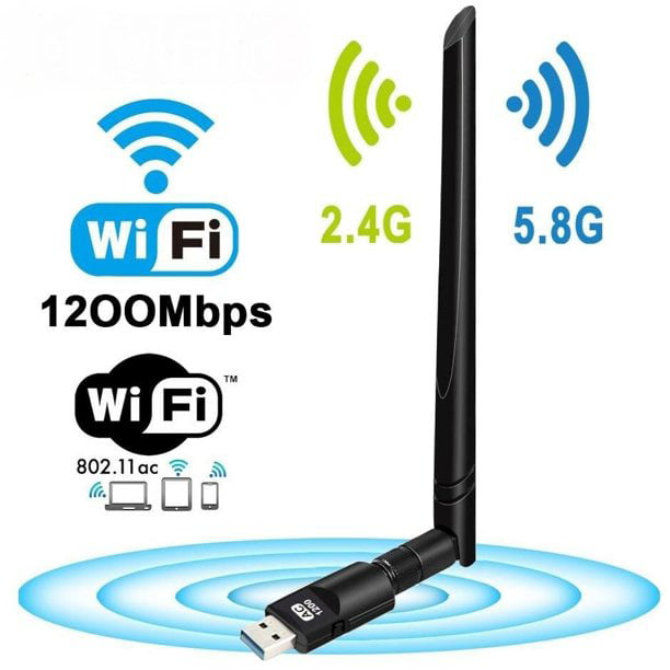 USB 3.0 Wireless Network Adapter Dual Band 2.4GHz/300Mbps+5GHz/867Mbps for Desktop Laptop Win7/8/8.1/10/Mac 10.4-10.13 USB WiFi Adapter 1200Mbps 