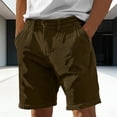 thumbnail image 2 of USNSM Men's Corduroy Shorts Solid Color Button Zipper Elastic Waist Casual Sports Lightweight Summer Beach Shorts with Pocket Brown XXXL, 2 of 6