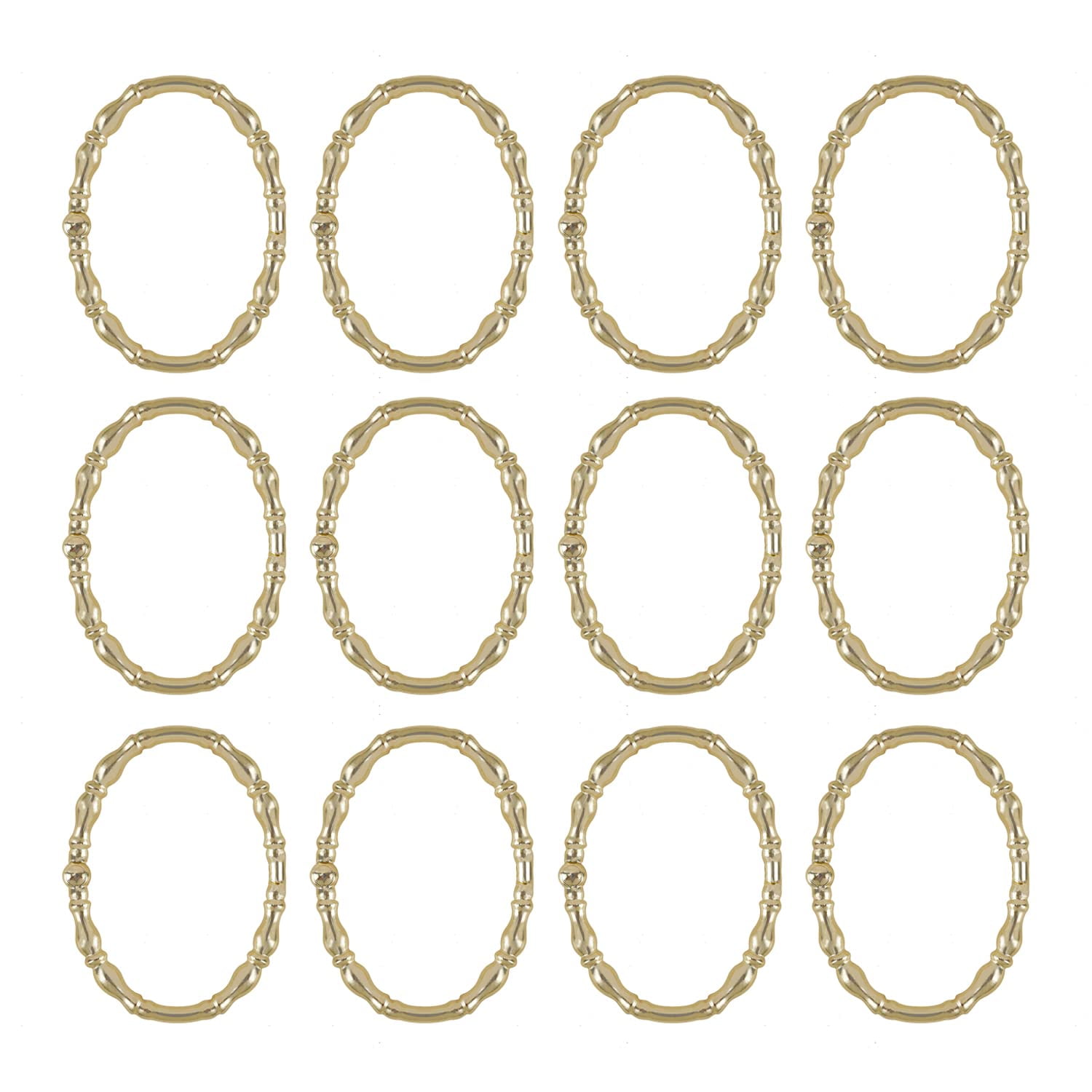 Utopia Alley  Shower Rings, Oval Shape Shower Curtain Rings for Bathroom, Rustproof Zinc Shower Curtain Hooks Rings, Set of 12 Gold