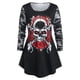 thumbnail image 1 of Talla grande Halloween Rose Skull Imprimir tee Rosegal Mangas largas de talla grande, 1 of 5