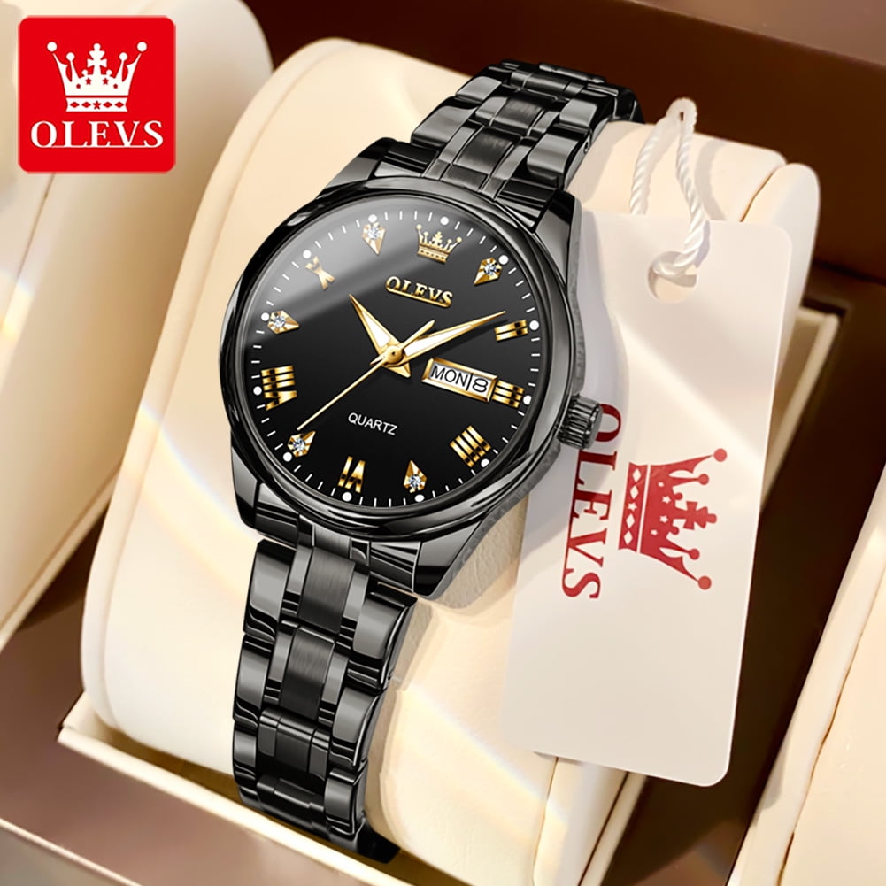 OLEVS Watches for Women Luxury Dress Quartz Analog Casual Gold Plated Stainless Steel Waterproof Luminous Date Fashion Ladies Wrist Watches Gifts Relojes para Mujer