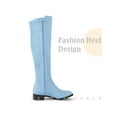 thumbnail image 3 of BLISSFUL STEP Women's Boots Faux Suede Knee High Chunky Heel Round Toe Zipper Boots Sky Blue 10, 3 of 4
