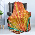 thumbnail image 4 of Diamond Soft Flannel Fleece Blanket, Pop Art Diamond Sun Rays Beams Shady Stripes Nature Rainbow Design Groovy Graphic, Cozy Plush for Indoor and Outdoor Use, 50" x 60", Orange Red, by Ambesonne, 4 of 5