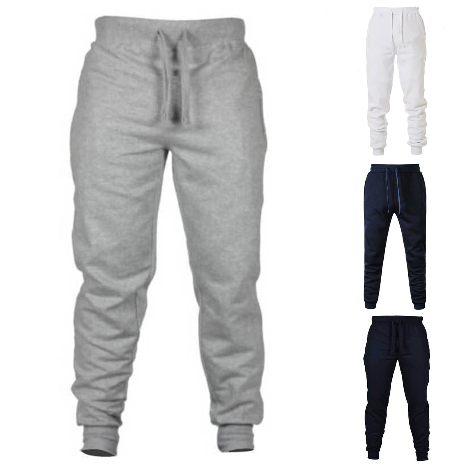 Mens Drawstring Pant with Back Elastic Waistband Sport Pure Color Casual Loose Sweatpants Trousers 