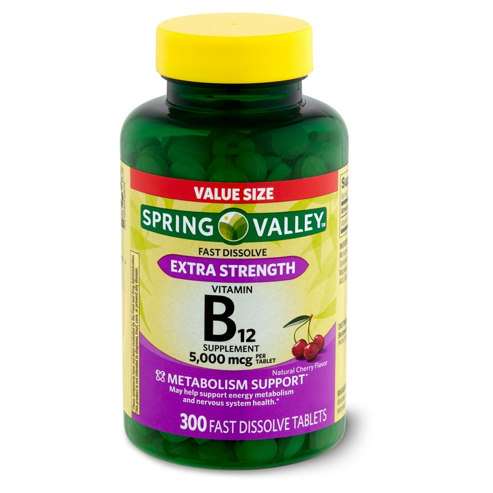 Spring Valley Fast Dissolve Extra Strength Vitamin B12 Supplement Value ...