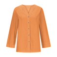 thumbnail image 4 of Timegard Womens Tops 1/2 Sleeve V Neck Button down Shirts Casual Loose Lightweight Blouse Solid Color, 4 of 6