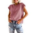 thumbnail image 2 of Womens Summer Cap Sleeve Tops Casual Crew Neck Loose Fit Knit Lightweight Sweater Pullover Top, 2 of 5
