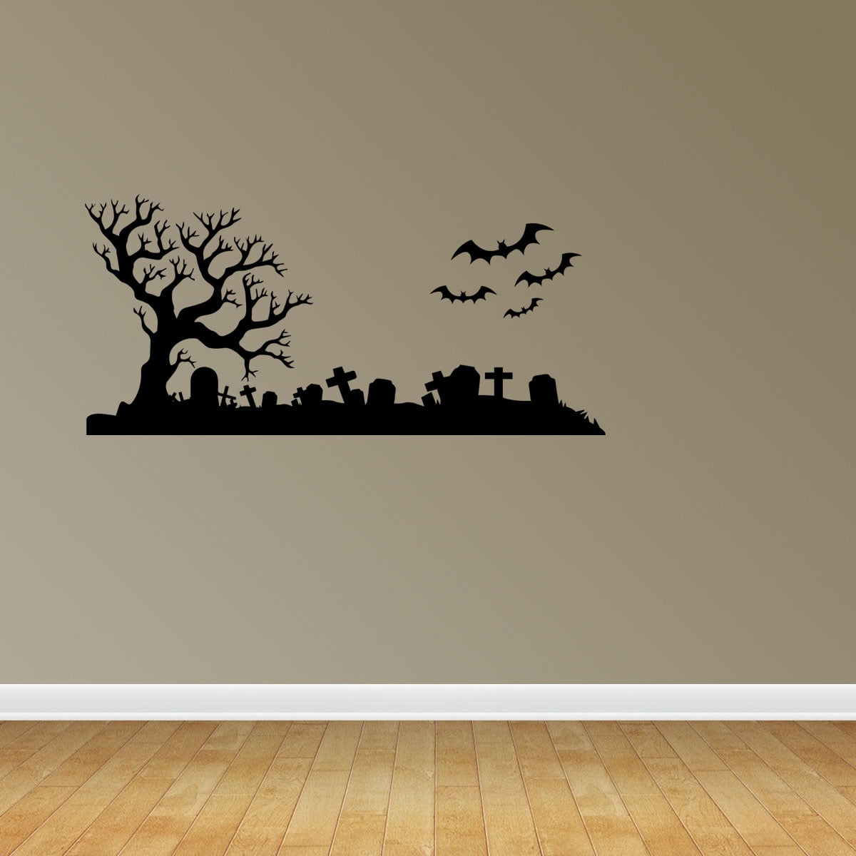 Halloween Cemetery Background Stickers Creepy Bats Doors Decals Room Decorations 