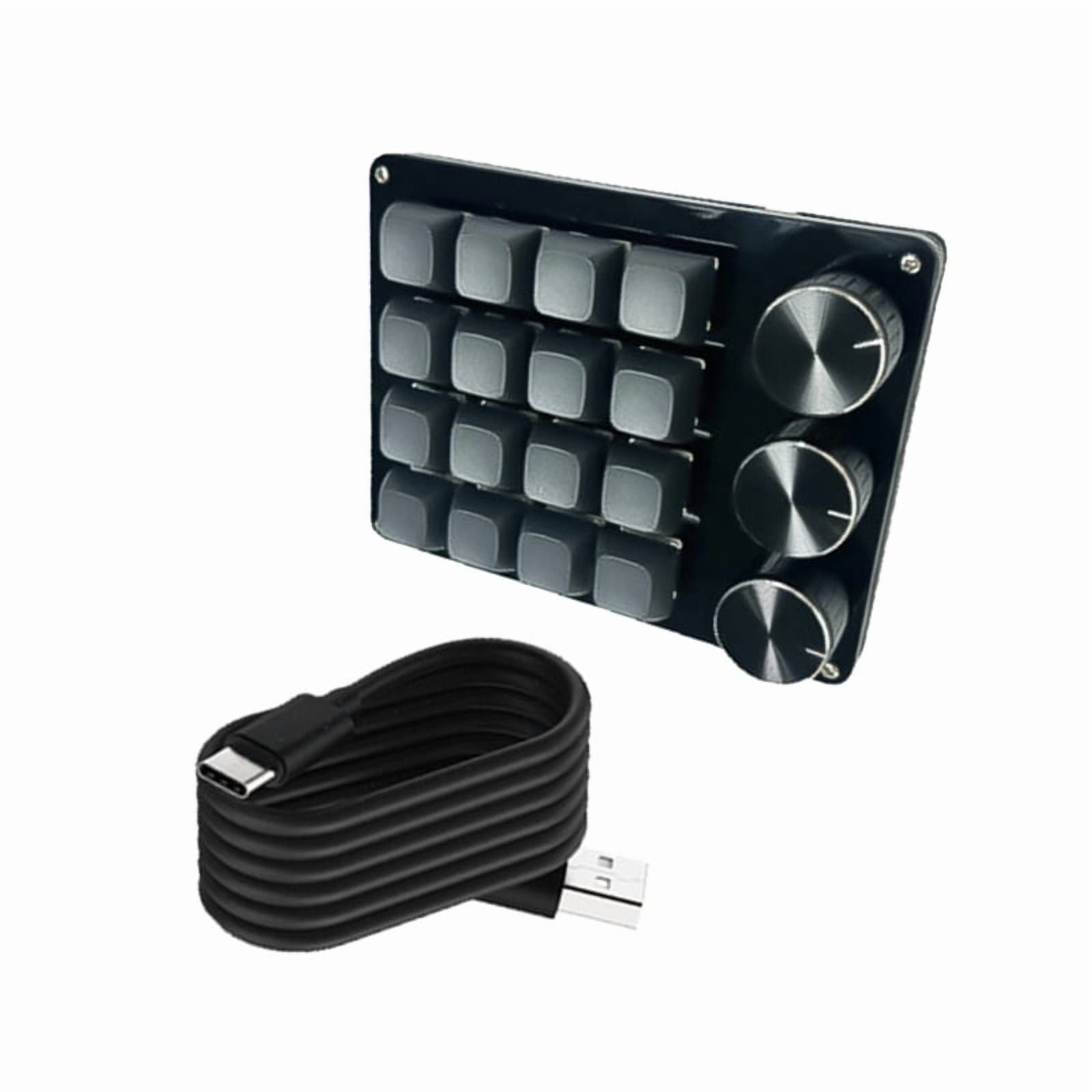 Programmable 16Key Macro Keypad with 3Customs Knobs Hot Swappable Mechanical Switches for Gaming Efficient Programming