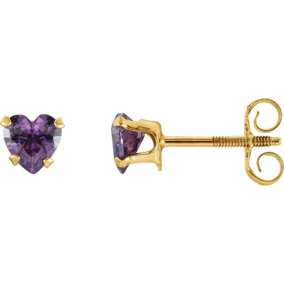 Auriga Fine Jewelry 14K Yellow Gold Natural Amethyst Stud Earrings for Women
