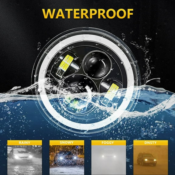 Led 1Pcs 7 Inch Car Motorcycle LED Headlight With DRL/Turn /Low Beam/High Beam 7'' Round Headlight 6000K 140W IP67 Waterproof