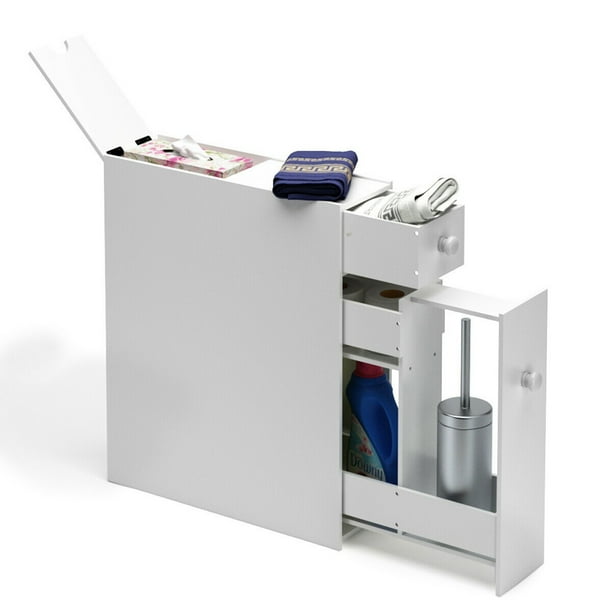 Costway wood floor bathroom storage rolling cabinet holder organizer bath toilet deals