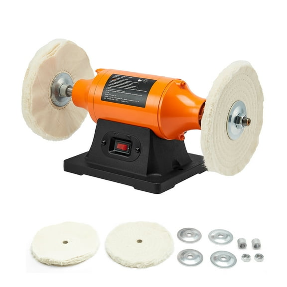 KFFKFF 1/2HP Bench Buffer Polisher, 6-inch Buffing Machine, 3450RPM Single Speed Tool with Cloth Wheels & Durable Base for Polishing Metal, Jewelry, and Wood