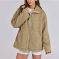 thumbnail image 4 of Xyxonk Women Winter Warm Fuzzy Fleece Sherpa Jacket Long Sleeve Zipper Thickened Coats 2025 Plus Size Jackets with Pocket Stand Collar Outwear,Khaki L, 4 of 6