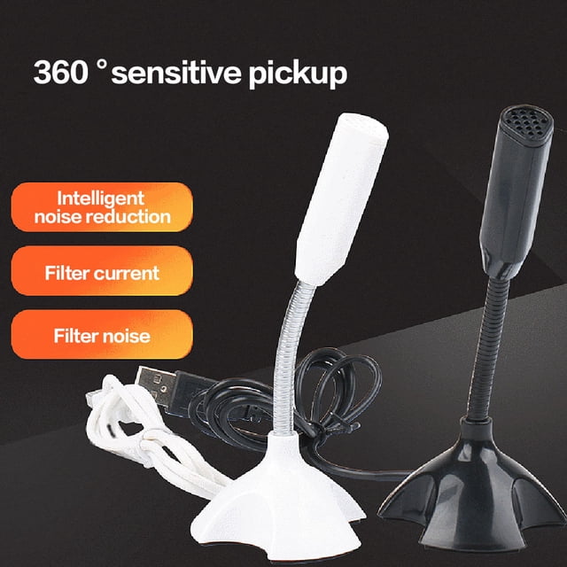 Microphone USB de Bureau pour Ordinateur Portable Mini Microphone Tube Flexible Microphone; Micro-Cou Réglable USB, Blanc