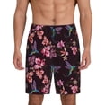 thumbnail image 3 of Lsque Humming Bird And Tropical Mens Sleep Pajama Shorts,Short Pajama Pants, Cotton Ultra-Soft Knit-Medium, 3 of 9