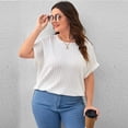 thumbnail image 5 of SCHUHLAND Women's Plus Size Solid T-Shirt - Casual Round Neck Short Sleeve Tee, Western Style Loose Fit Summer Top, XL-5XL, 5 of 7