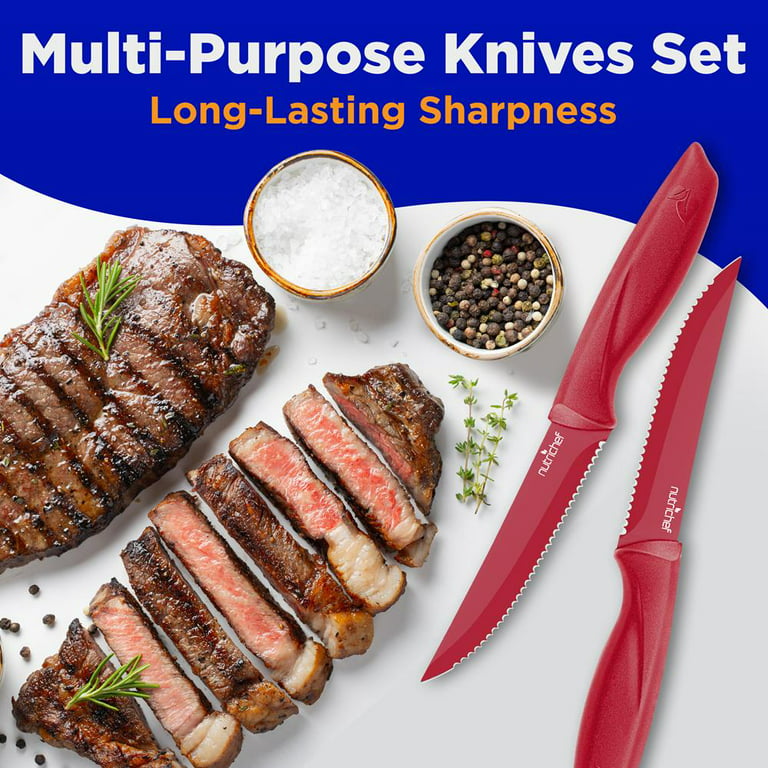  OAKSWARE Steak Knives Set of 8, Non Serrated Steak