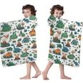 thumbnail image 4 of Colorful Dinosaurs Volcanoes Plants Pattern Hooded Bath Towel，50"x30" for Ages 3 To 12 Kids, Quick Dry Lightweight Soft Microfiber Hood Beach Towel Cover Up for Kids, 4 of 7