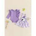 thumbnail image 5 of Elippeo Baby Girls Halloween Skirt Sets Flying Sleeve Romper Ghost/Pumpkin Embroidery Suspender Skirt Sets 3 6 12 18 Months, 5 of 10