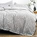 thumbnail image 3 of OREISE Duvet Cover Set King Size Washed Cotton Yarn, Jacquard Gray and White Thick Branch Pattern Floral Style 3Piece Bedding Set, 3 of 4