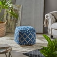thumbnail image 2 of Alice Cube Pouf Boho Blue and White Yarn, 2 of 5