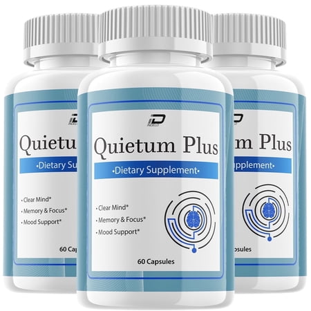 (3 Pack) Quietum Plus Brain Supplement Capsules – All-Natural Maximum Strength Formula for Enhanced Memory and Focus pills, QuietumPlus Support and Reviews (180 Capsules)
