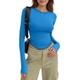 thumbnail image 2 of Womens Long Sleeve Crewneck T Shirts Fall Fashion 2026 Basic Crop Tops Going Out Outfits Y2k Clothes Sky Blue L, 2 of 5