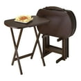 thumbnail image 4 of Mountain Lodge TV Table Tray Set - 5 Piece Living Room Accent Table - Solid Wood - Antique Walnut Brown, 4 of 5
